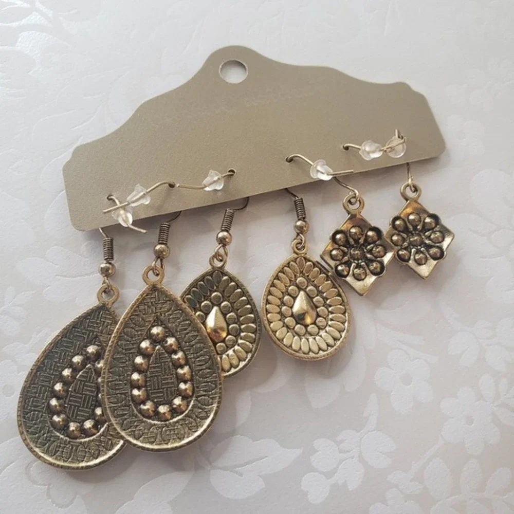 Multi-colored Earrings Set Round‎ Drop-shaped Flower Set Turquoise